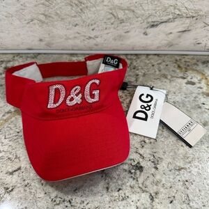 Dolce & Gabbana Red Visor Authentic Unisex Size Velcro back NEW WITH TAGS